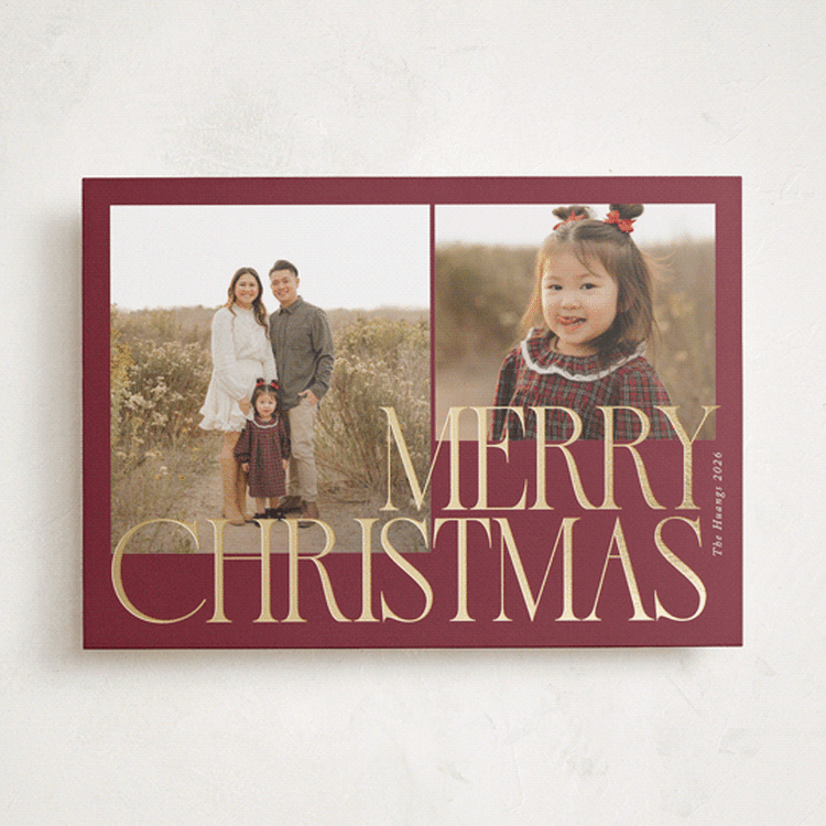 "Bold Christmas" - Holiday Cards in Plum by Brianne Larsen - Front