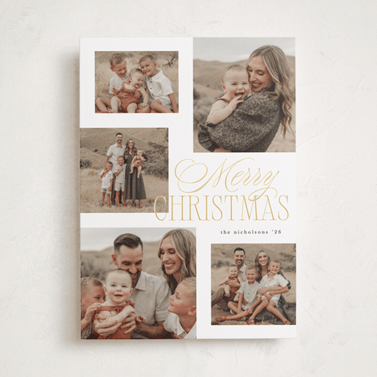 "Merry Five" - Holiday Cards in Snow by Kelly Schmidt - Front