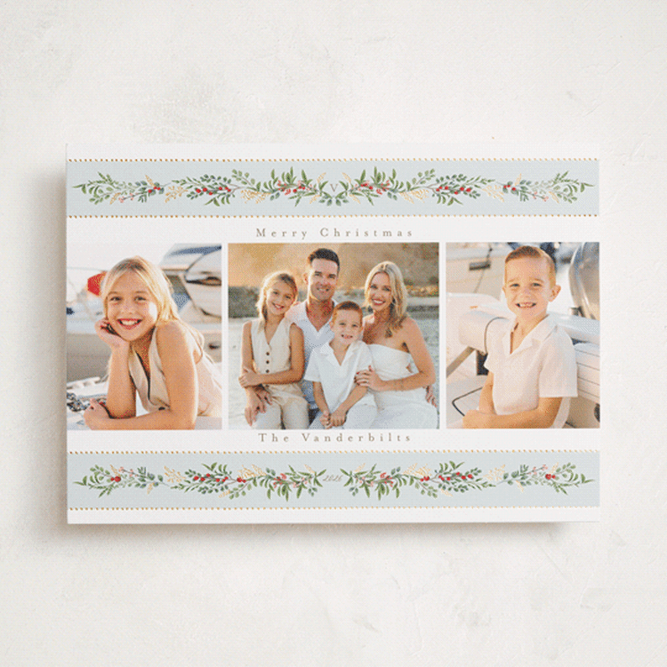 "Holiday Ribbon" - Holiday Cards in Holly Berry by Susan Moyal - Front