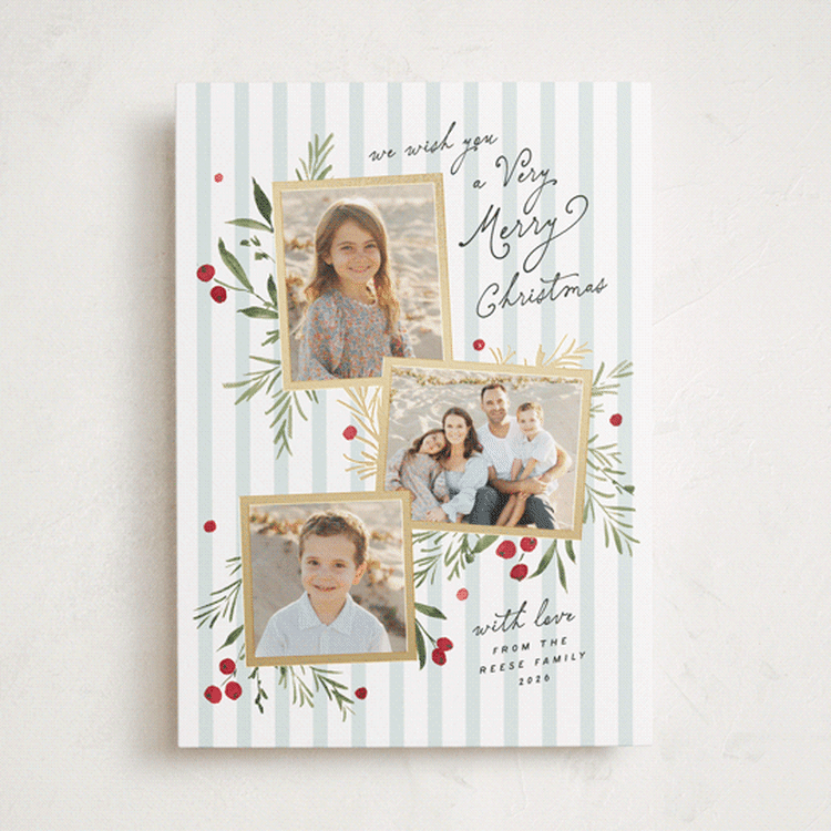 "Botanical Trio" - Holiday Cards in Cloud by Everett Paper Goods - Front