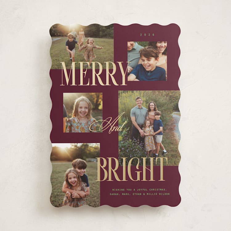 "Collage of five" - Holiday Cards in Merlot by Owl and Toad - Front