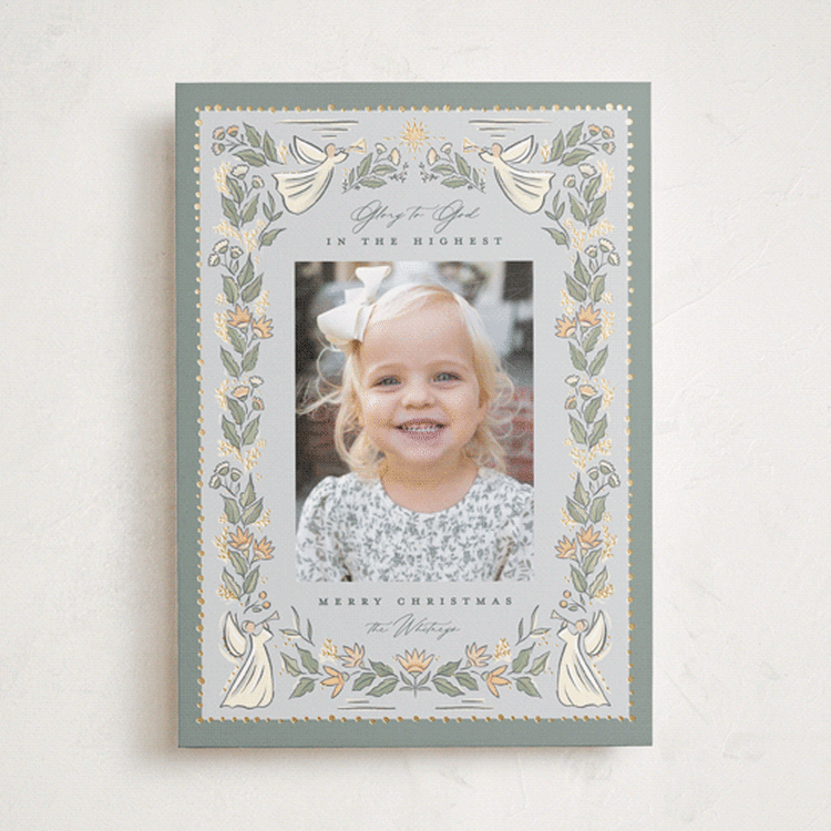 "Angelic" - Holiday Cards in Sage by Makewells - Front