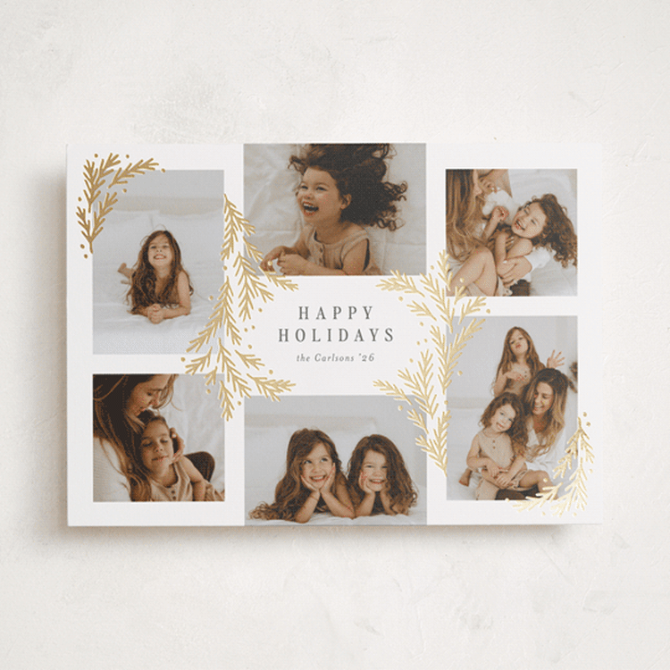 "Gilded Greenery" - Holiday Cards in Snowball by Michelle Taylor - Front