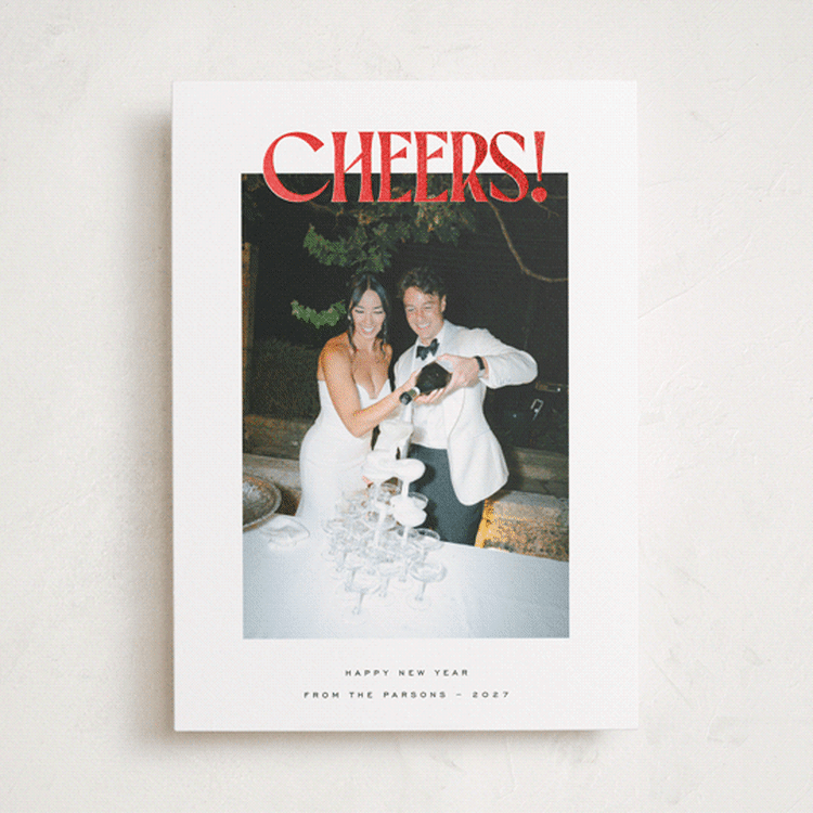 "Big Cheers!" - Holiday Cards in Cloud by Emily Sabol Goss - Front