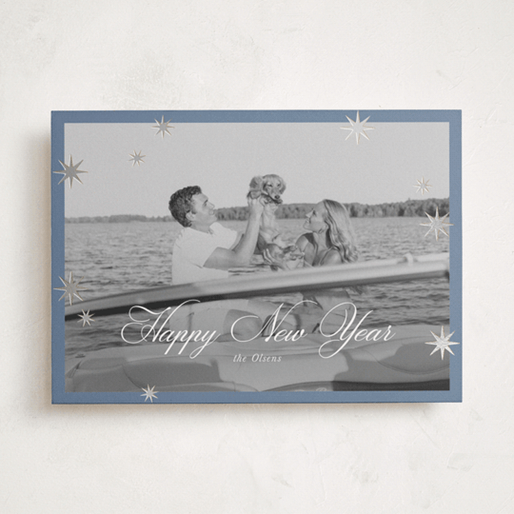 "Star Sprinkle" - Holiday Cards in Dusty Navy by AK Graphics - Front