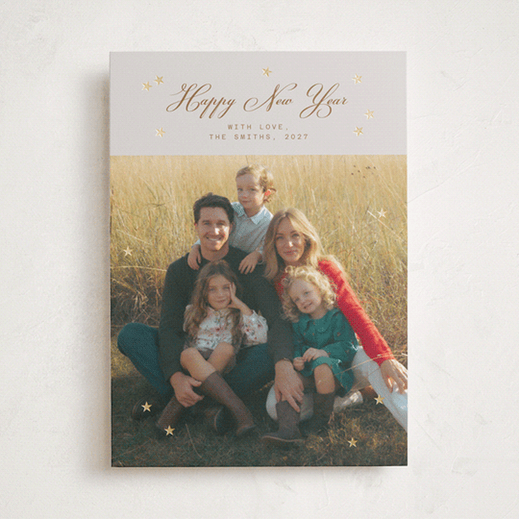 "Twinkling Wishes" - Holiday Cards in Antique Gold by Cass Loh - Front