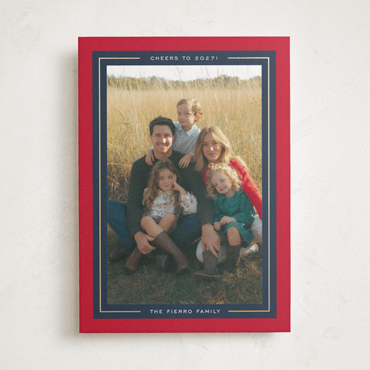 "Preppy Shine" - Holiday Cards in Cranberry by Olivia Raufman - Front