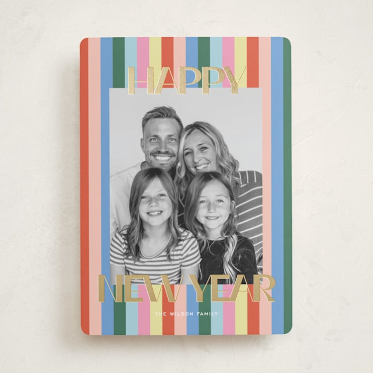 "Happy Stripe" - Holiday Cards in Candy by Kelly Watkins - Front