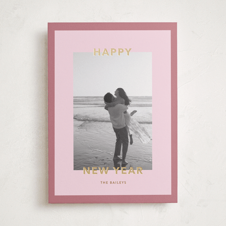 "Border Edge" - Holiday Cards in Rose by Angela Thompson - Front