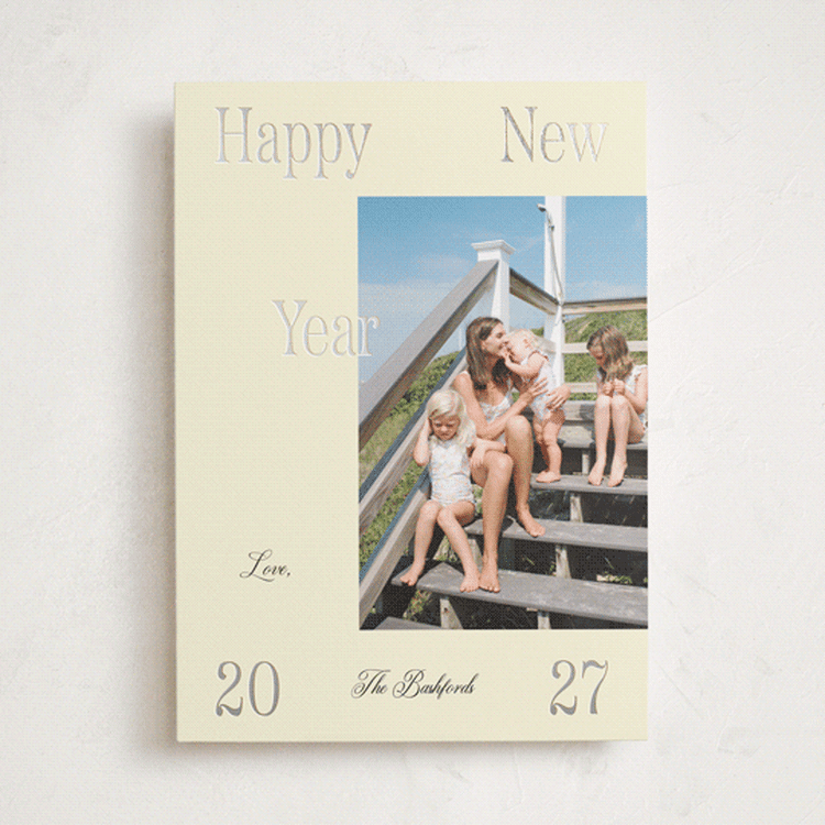"It's Spaced" - Holiday Cards in Champagne by Rachel Cassel - Front