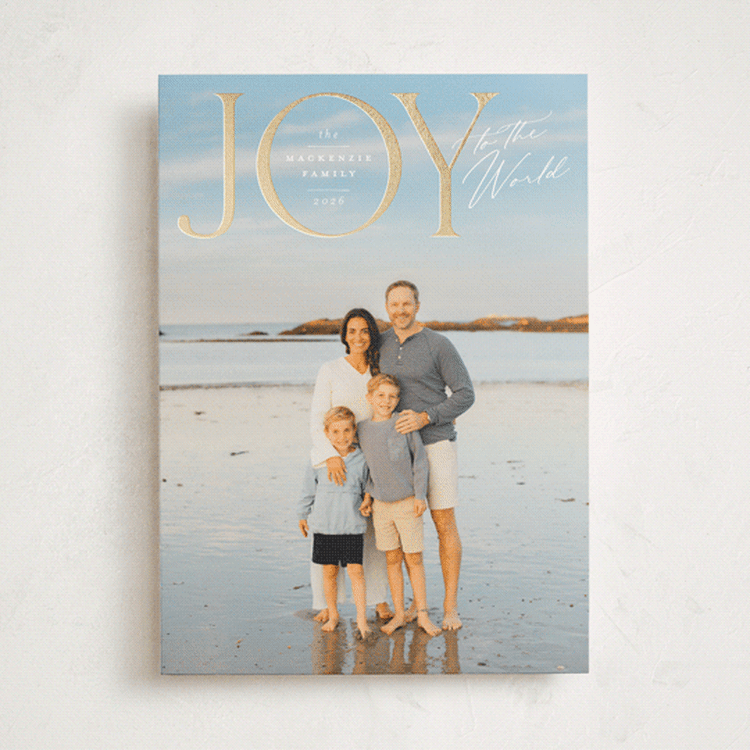 "Joy to All the World" - Holiday Cards in Mist by Wildfield Paper Co - Front