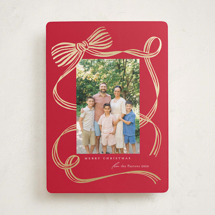 "Neddy" - Holiday Cards in Cranberry by Carrie ONeal - Front