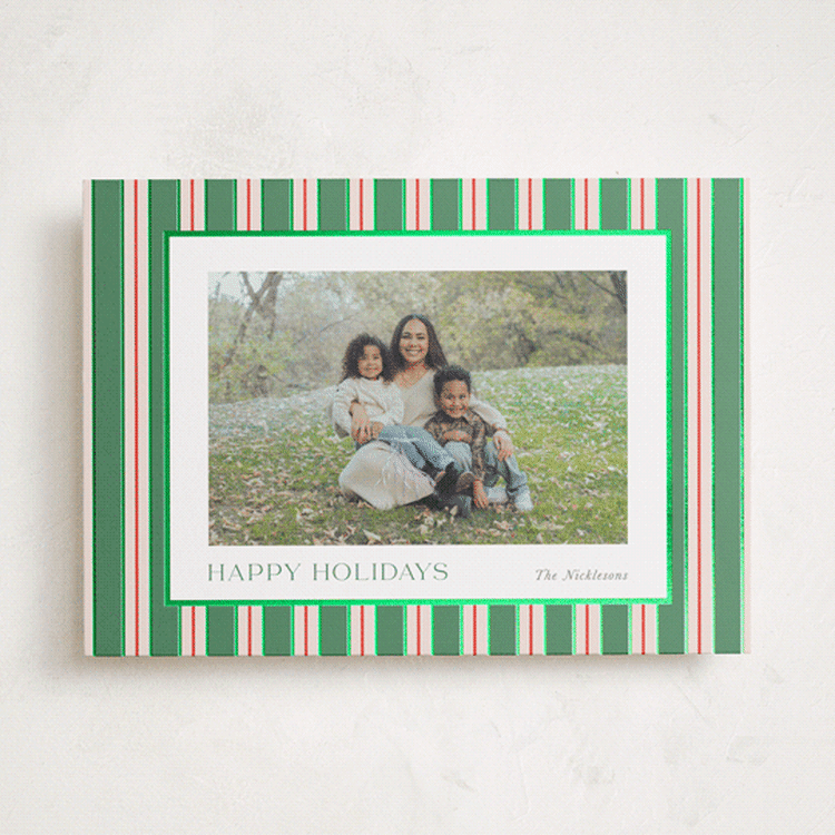 "Southern Stripes" - Holiday Cards in Juniper by Cindy Reynolds - Front