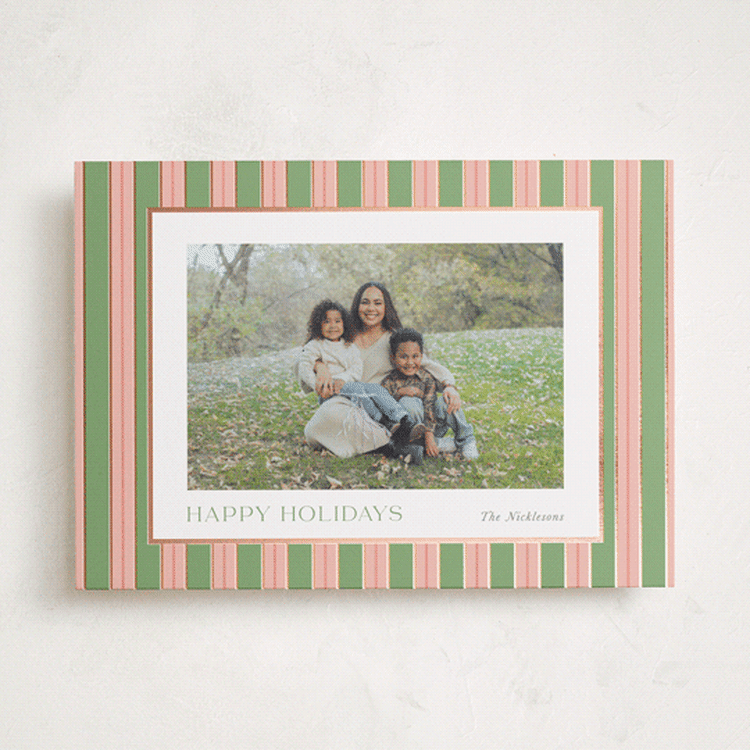 "Southern Stripes" - Holiday Cards in Azalea by Cindy Reynolds - Front