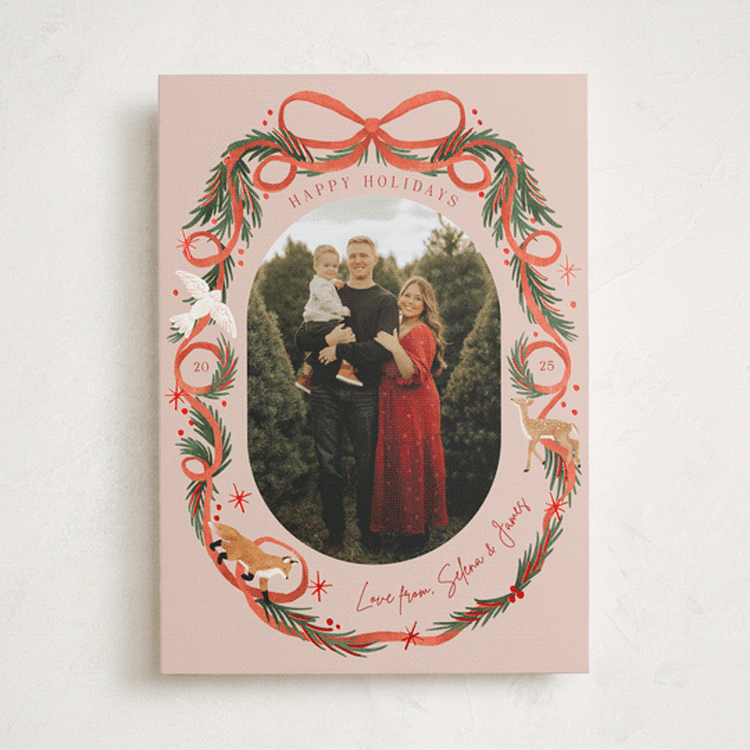 "Winter Ribbon" - Holiday Cards in Scarlet by Elly - Front