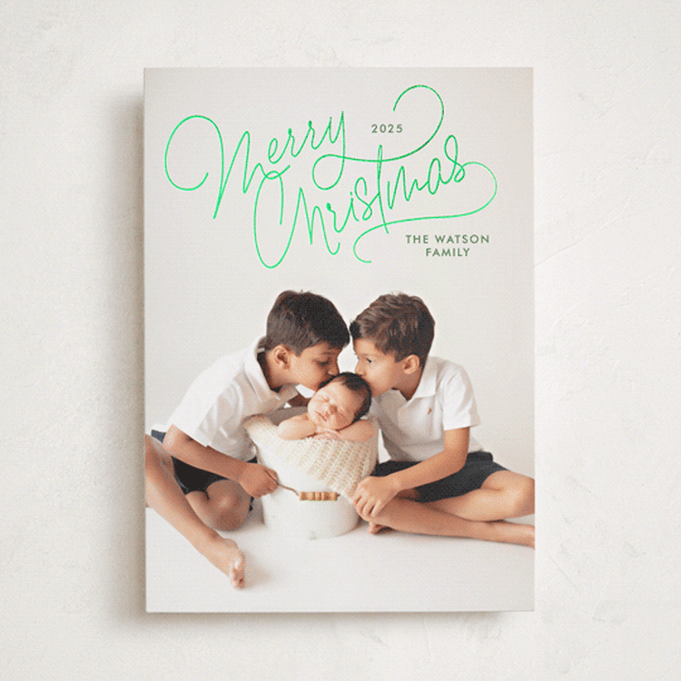 "Up Top" - Holiday Cards in Pine by Lauren Chism - Front