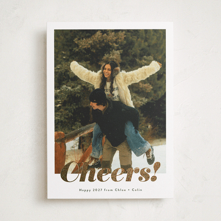 "Glittering Cheers" - Holiday Cards in Ink by Emily Sabol Goss - Front