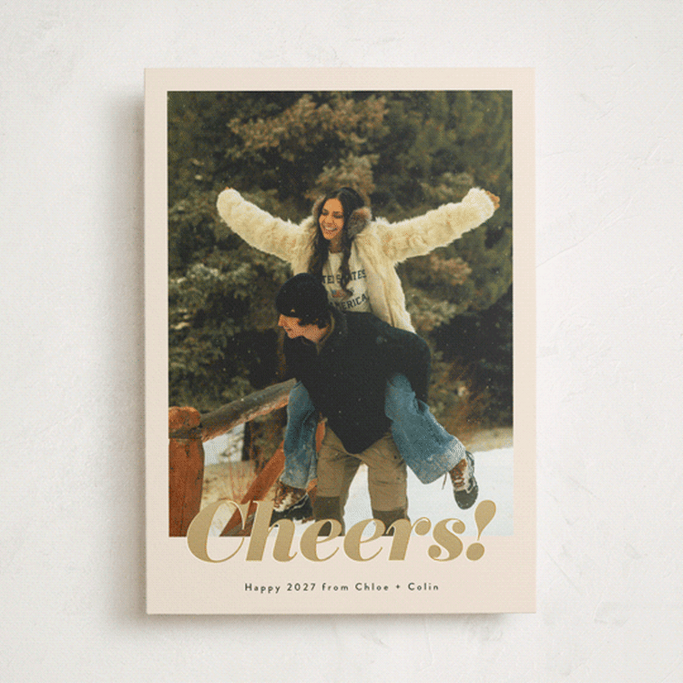 "Glittering Cheers" - Holiday Cards in Crepe by Emily Sabol Goss - Front