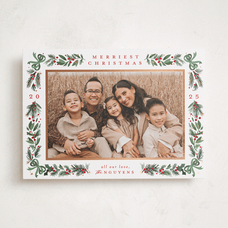 "Sparkly Bows" - Holiday Cards in Forest by Makewells - Front