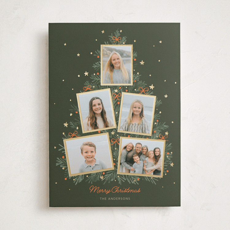 "Christmas tree collage" - Holiday Cards in Pine Needle by Cass Loh - Front