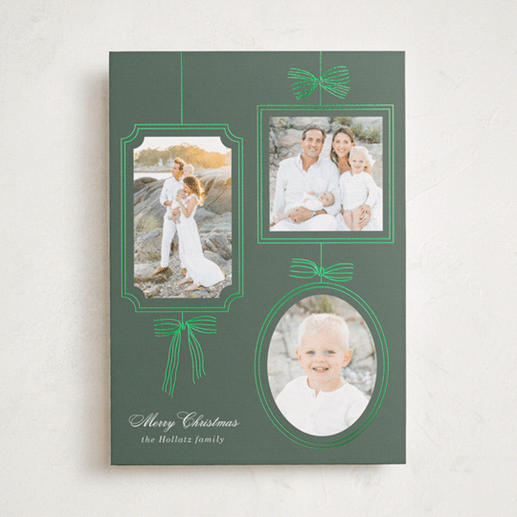 "Bows" - Holiday Cards in Evergreen by Baumbirdy - Front
