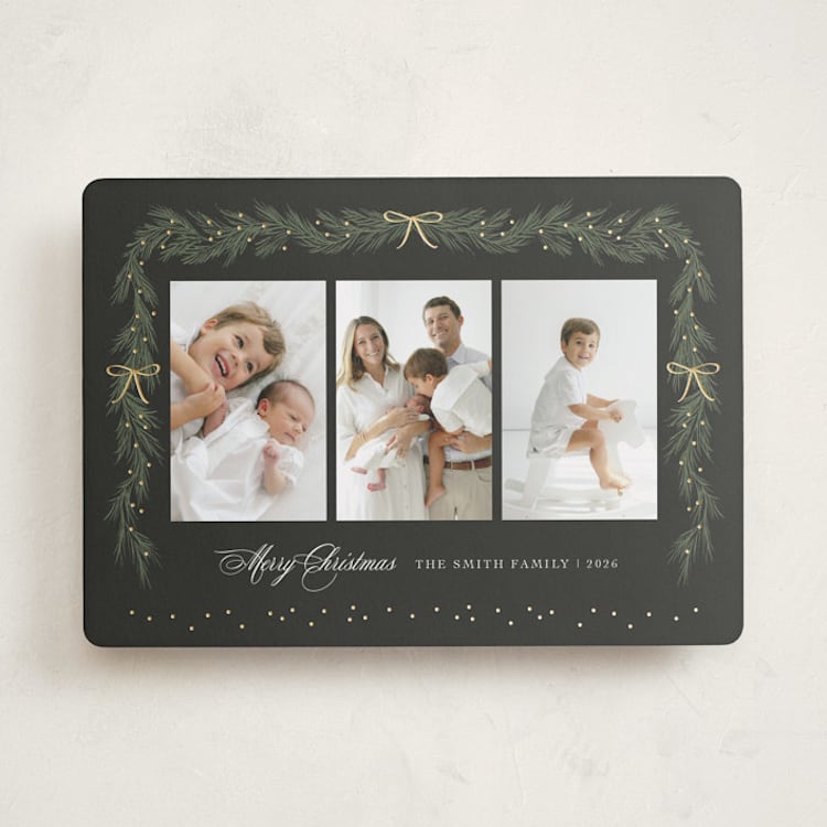 "Ribbon Garland" - Holiday Cards in Midnight by Elly - Front