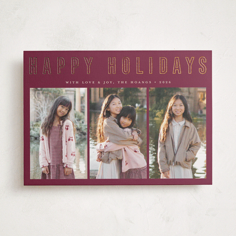 "Triple Happiness" - Holiday Cards in Holly Berry by Juliana Zimmermann - Front