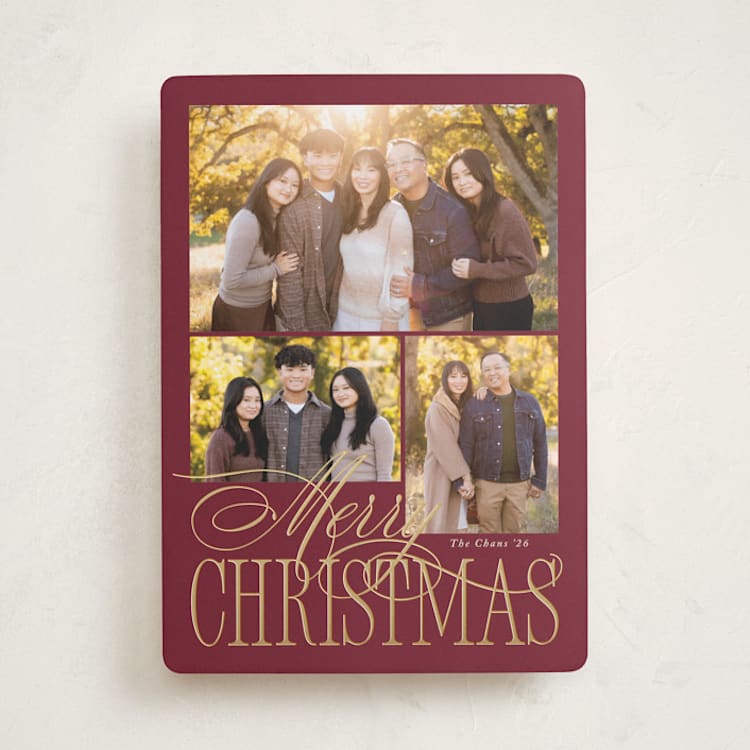 "Elegant Three" - Holiday Cards in Mulberry by Brianne Larsen - Front