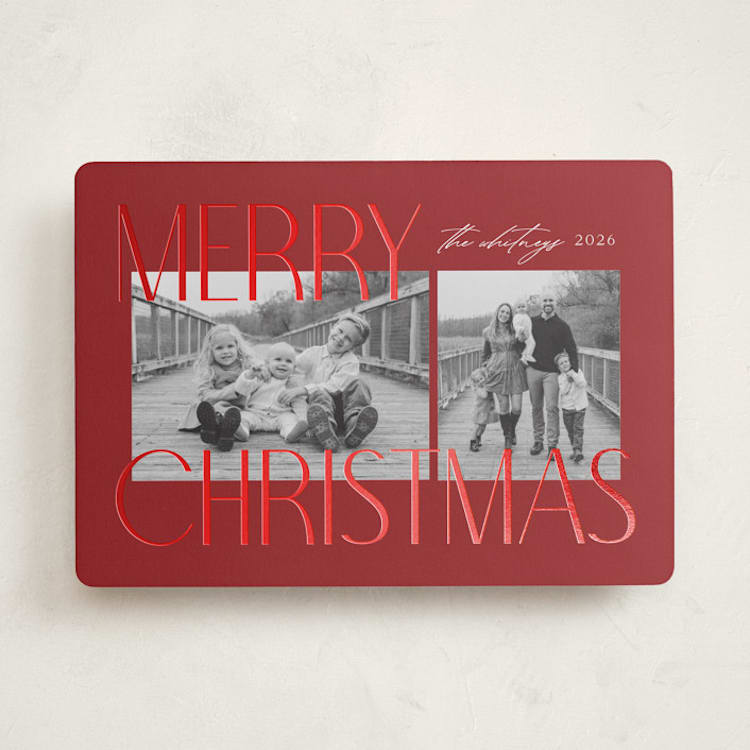 "Sparkly Stack" - Holiday Cards in Cherry by Makewells - Front