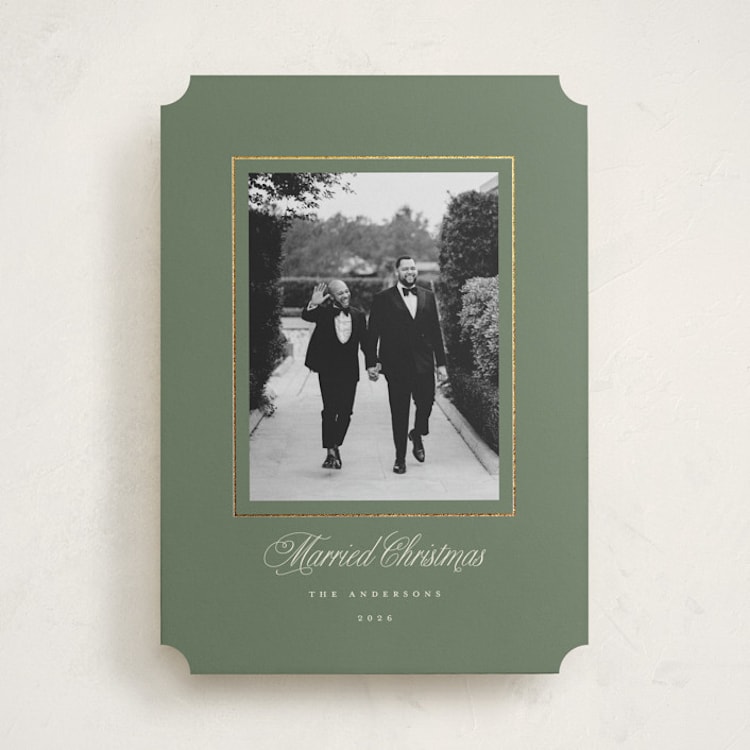 "Classic Gold Frame" - Holiday Cards in Wreath by Brandy Folse - Front