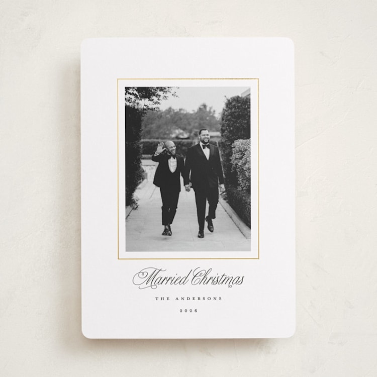 "Classic Gold Frame" - Holiday Cards in Snow by Brandy Folse - Front