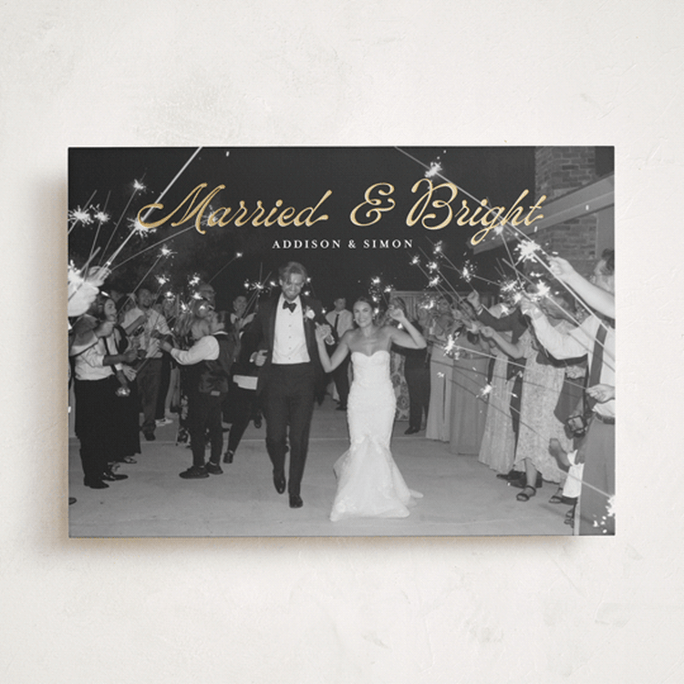 "Married and Bright" - Holiday Cards in Snow by Annie Holmquist - Front