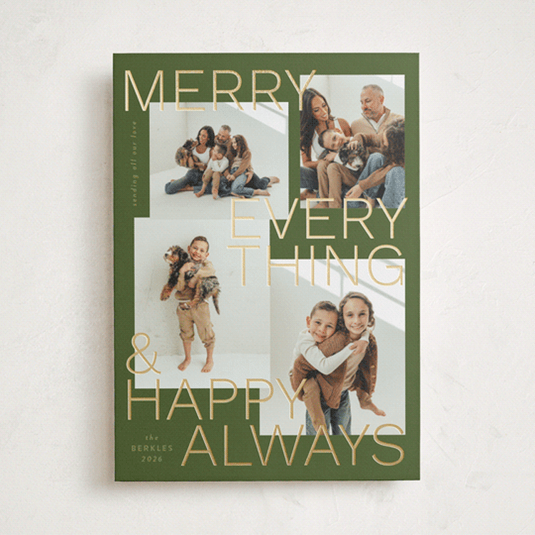 "Merry Everything" - Holiday Cards in Olive by Inkblot Design - Front