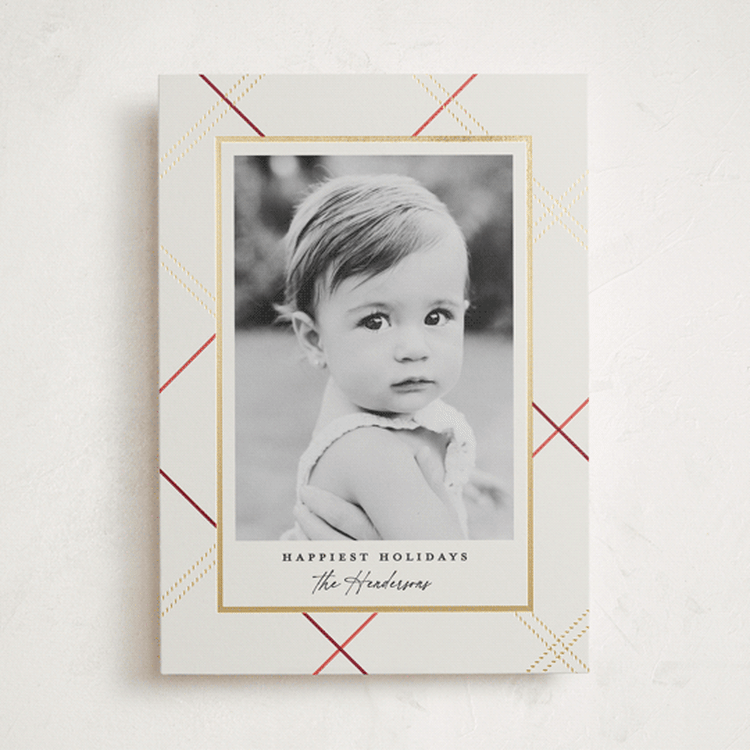 "minimal plaid" - Holiday Cards in Eggnog by Carolyn Nicks - Front