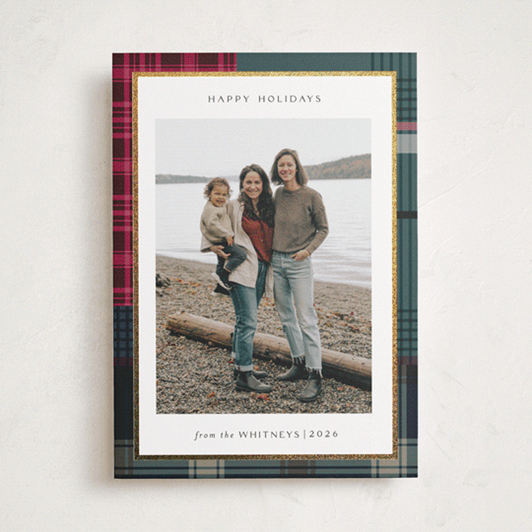 "Antiqued Plaid" - Holiday Cards in Fir by Makewells - Front