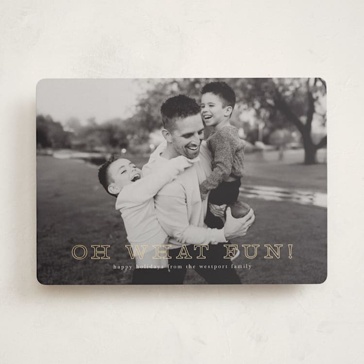 "Exclaim" - Holiday Cards in Snow by Up Up Creative - Front