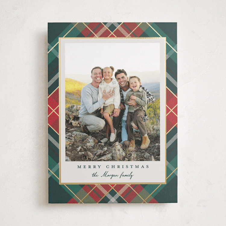 "Fancy Plaid" - Holiday Cards in Coal by Petra Kern - Front