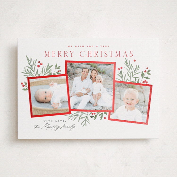 Pine Holly Foil-Pressed Holiday Cards by Everett Paper Goods | Minted