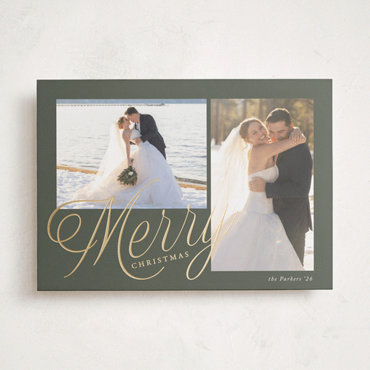"Scripted Merry" - Holiday Cards in Pine by Brianne Larsen - Front