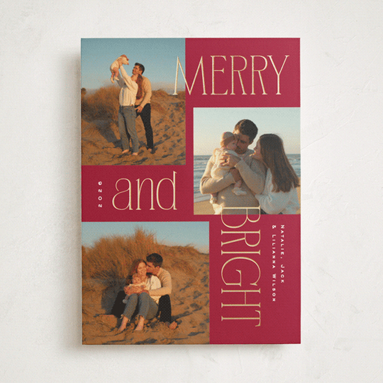 "Modern Collage" - Holiday Cards in Pomegranate by Owl and Toad - Front