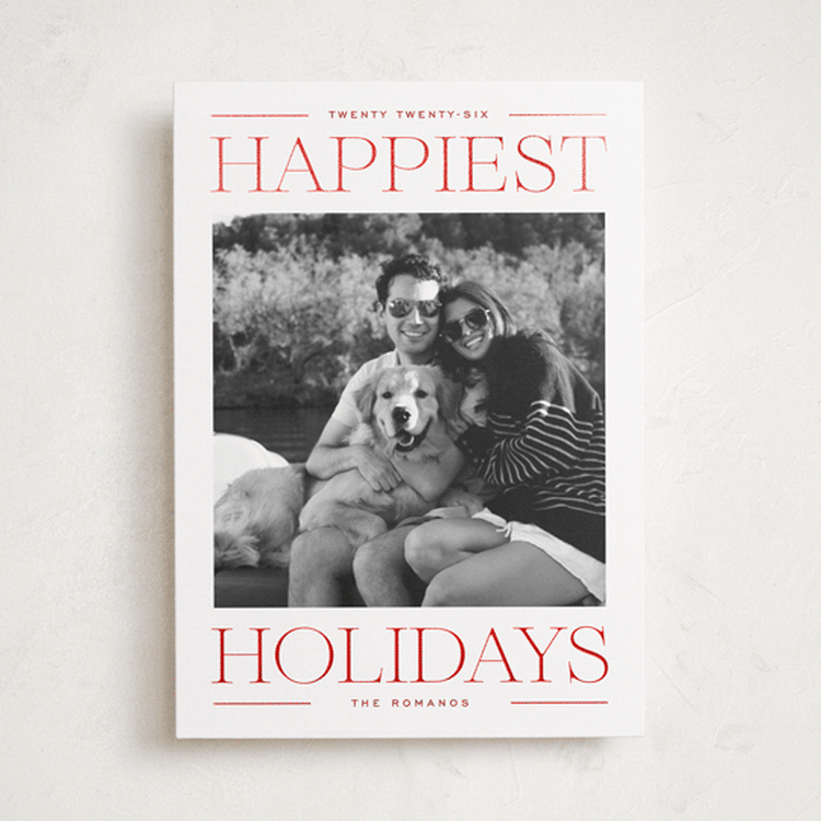 "Modern Editorial" - Holiday Cards in Cranberry by Ekko Studio - Front
