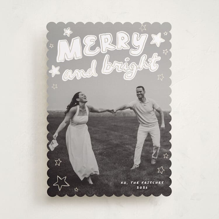 "Casual Written" - Holiday Cards in Snow by Everett Paper Goods - Front