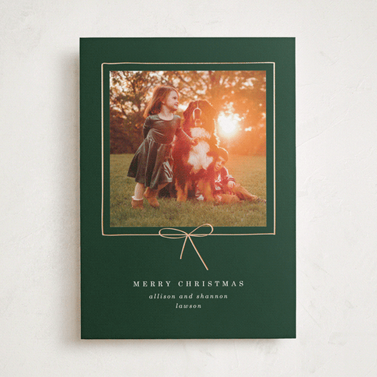 "Little Bow" - Holiday Cards in Evergreen by Baumbirdy - Front