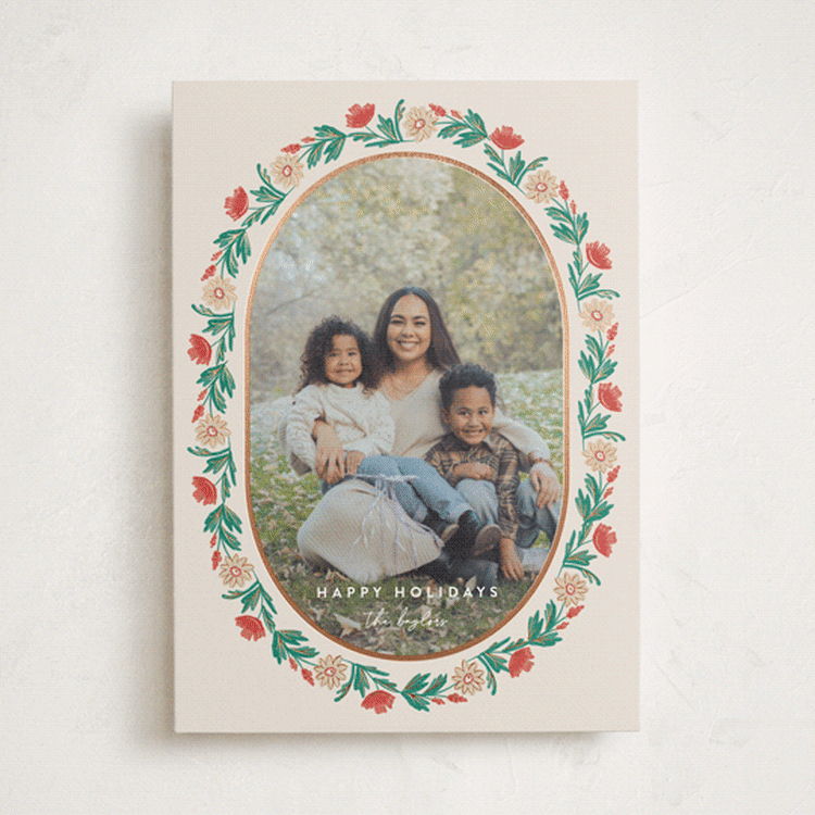 "Laurel Edge" - Holiday Cards in Eggnog by Amy Kross - Front