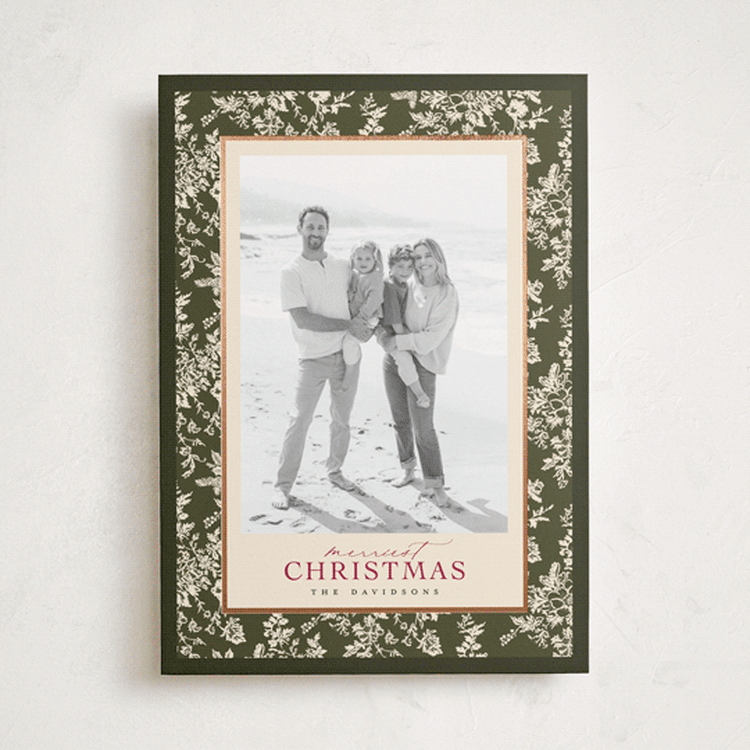 "Merry Floral Toile" - Holiday Cards in Pine by Jenna Holcomb - Front