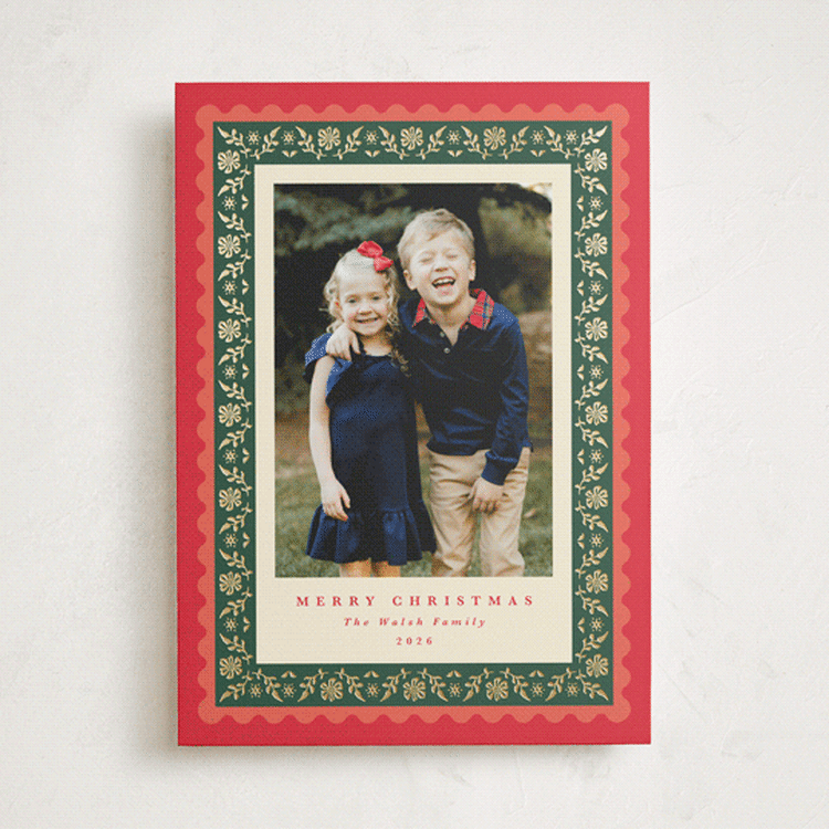 "Folkloric" - Holiday Cards in Holly Berry by Olivia Raufman - Front