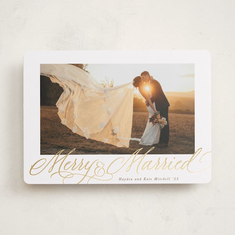 "Elegantly Married" - Holiday Cards in Cinnamon by Hooray Creative - Front