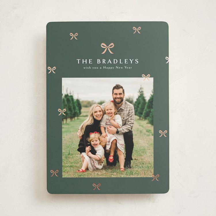 "Bow-tied" - Holiday Cards in Evergreen by Melanie Kosuge - Front