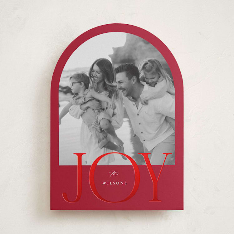 "Joy Arch" - Holiday Cards in Cranberry by Brianne Larsen - Front
