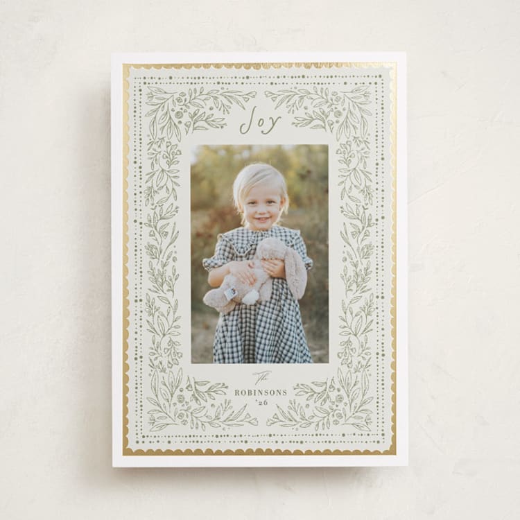 Mixed Frame Floral Foil-Pressed Holiday Cards